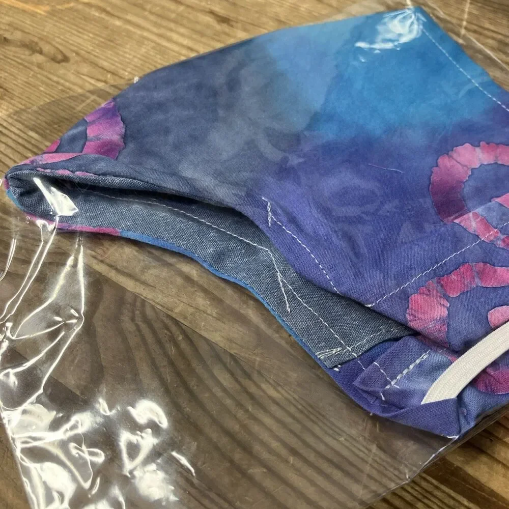 2 New Face Masks Sheet Music Pattern / Batik Tye Dye Heart Open Package washable